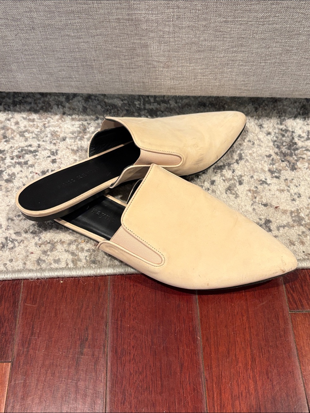 Jenni Kayne Leather Mules Neutral Cream Beige Pointed Toe Size 41 Quiet Lucury